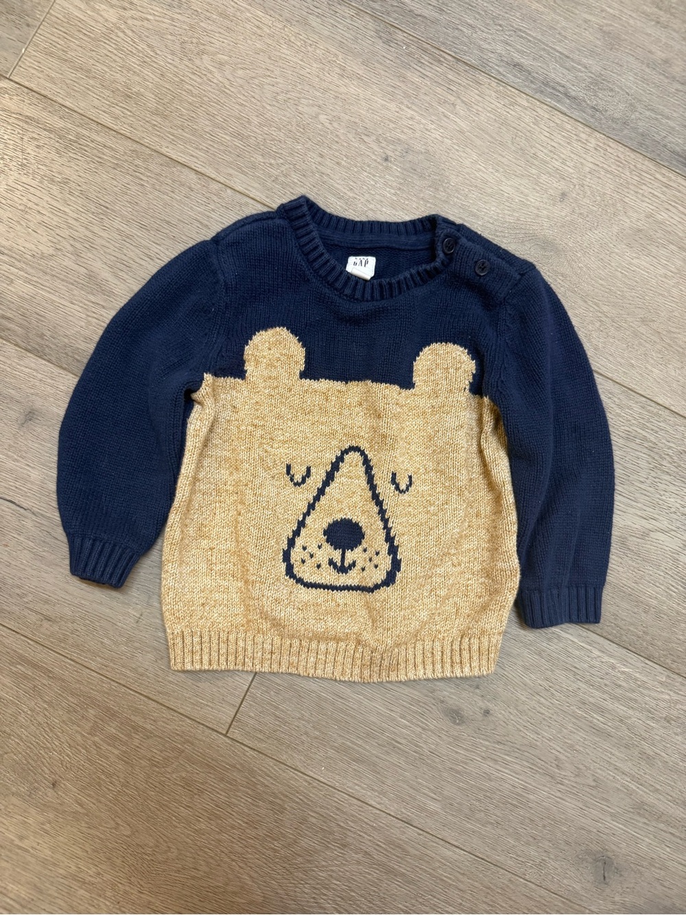 GAP Kids Bear Knit Sweater - Navy and Tan